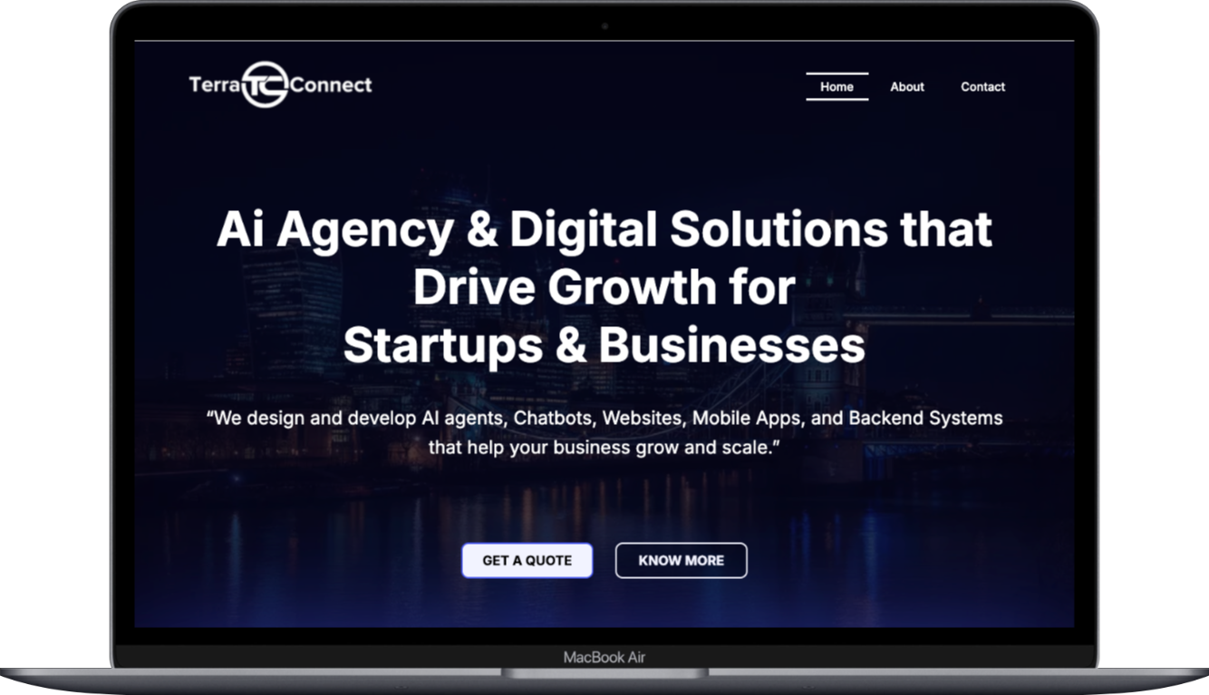 Screenshot of TerraConnect Home Page